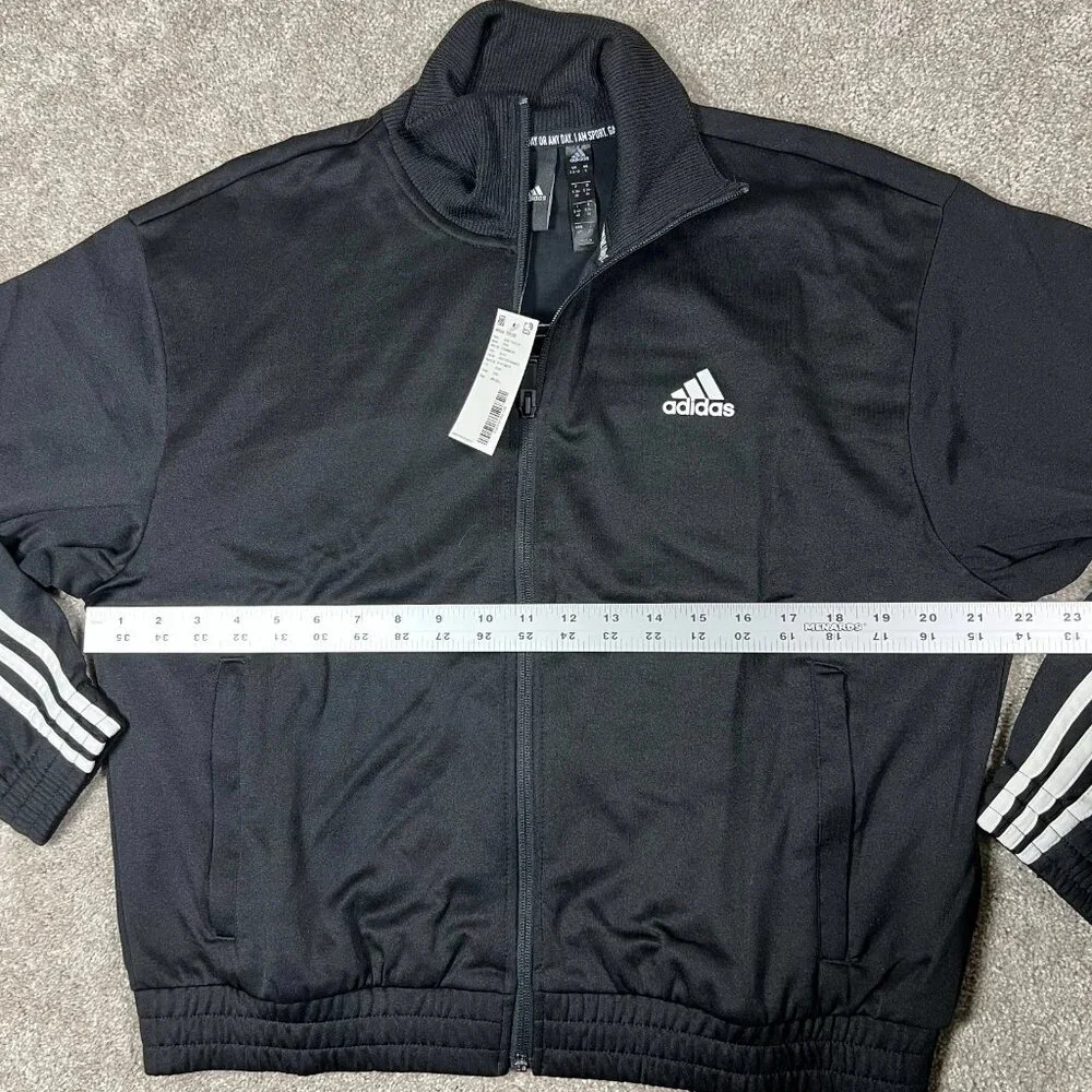 Adidas Womens Small Black‎ 3-Stripes Knit Full Zip Long Sleeve Tennis Jacket NWT